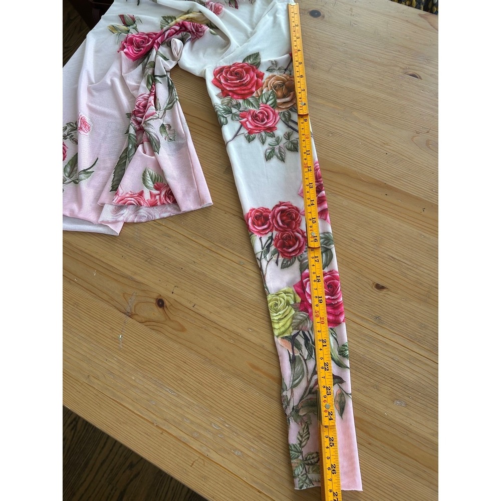 AFRM Zadie Mesh Sheer Turtleneck Top Pink Floral Rose Long Sleeve Romantic Fairy - Picture 9 of 9